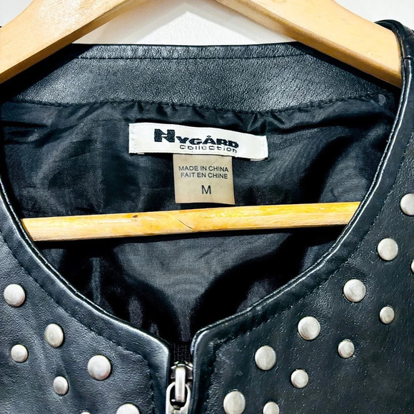 NYGARD Black  leather coat with studs - Picture 7 of 11